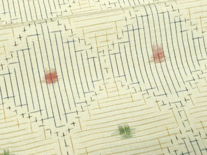 平和屋着物▽上質な紬 単衣 菱文 正絹 逸品 DAAV9963sf