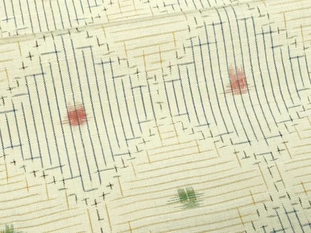 平和屋着物▽上質な紬 単衣 菱文 正絹 逸品 DAAV9963sf