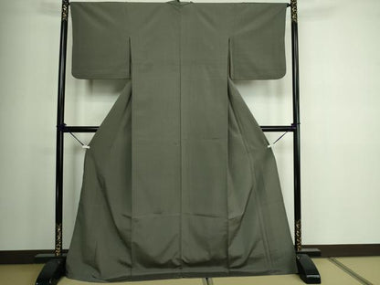 平和屋着物▽上質なお召 単衣 縞 ロング丈 正絹 逸品 DAAV9964sf