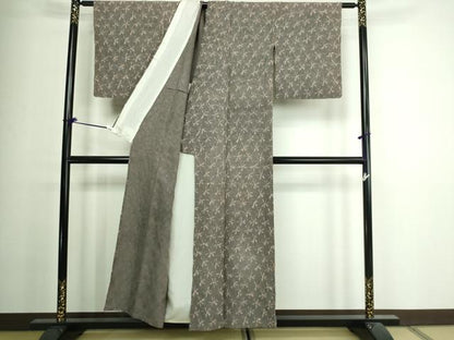 平和屋着物▽上質な紬 単衣 絞り 舞花文 正絹 逸品 DAAV9965sf
