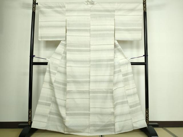 平和屋着物▽上質な紬 単衣 110亀甲 横段文 正絹 逸品 DAAV9967sf