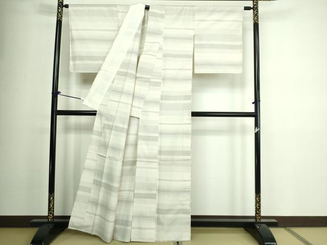 平和屋着物▽上質な紬 単衣 110亀甲 横段文 正絹 逸品 DAAV9967sf