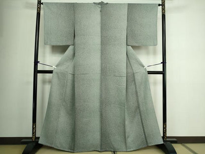 平和屋着物▽上質な小紋 単衣 よろけ縞 金通し地 反端付き 正絹 逸品 DAAV9969sf