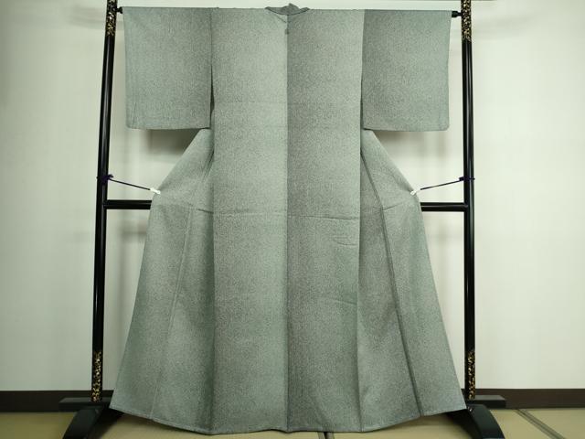 平和屋着物▽上質な小紋 単衣 よろけ縞 金通し地 反端付き 正絹 逸品 DAAV9969sf