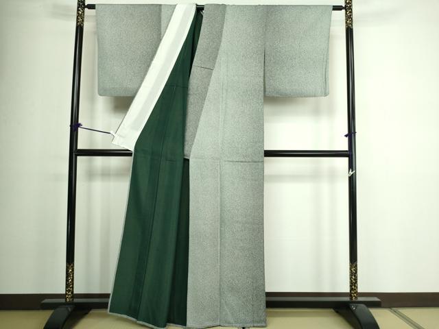平和屋着物▽上質な小紋 単衣 よろけ縞 金通し地 反端付き 正絹 逸品 DAAV9969sf