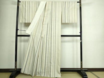 平和屋着物▽結城紬 単衣 80亀甲 間道 証紙付き 正絹 逸品 DAAV9973sf