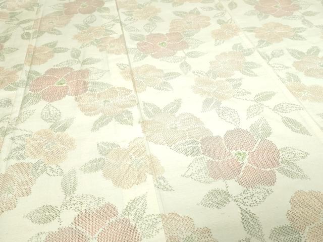 平和屋着物▽上質な紬 単衣 草花文 正絹 逸品 未使用 DAAV9975sf
