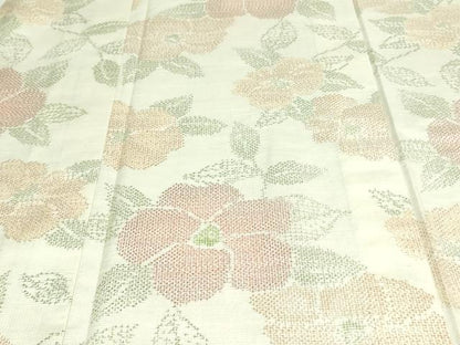 平和屋着物▽上質な紬 単衣 草花文 正絹 逸品 未使用 DAAV9975sf