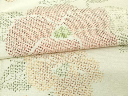 平和屋着物▽上質な紬 単衣 草花文 正絹 逸品 未使用 DAAV9975sf