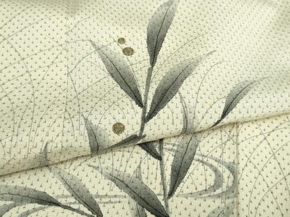 平和屋着物▽訪問着 本塩沢 単衣 作家物 手描き 流水枝葉文 正絹 逸品 DAAV9985sf
