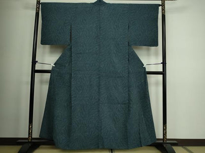 平和屋着物▽結城紬 単衣 草葉文 正絹 逸品 DAAV9991sf