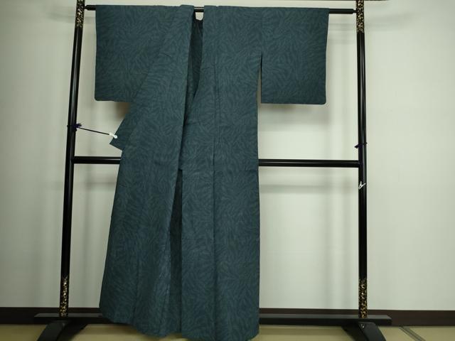 平和屋着物▽結城紬 単衣 草葉文 正絹 逸品 DAAV9991sf