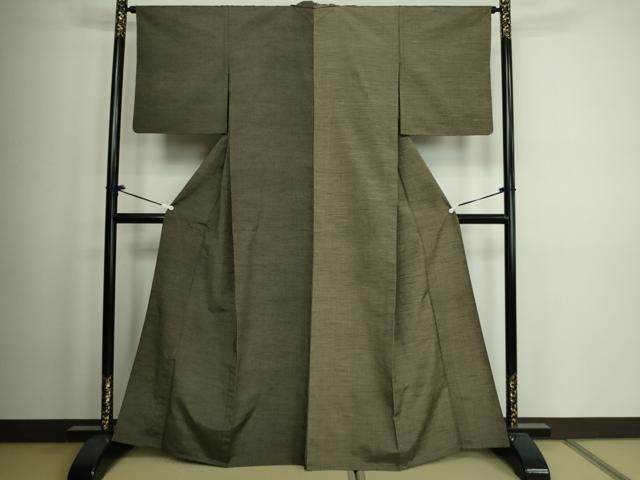 平和屋着物▽上質な紬 単衣 片身替わり 間道 正絹 逸品 DAAV9995sf