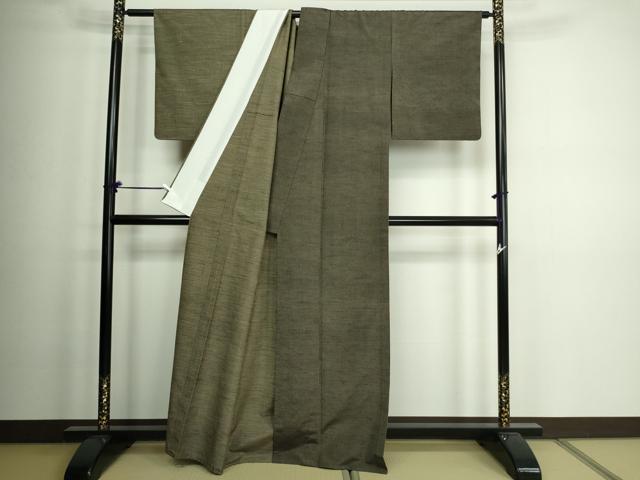 平和屋着物▽上質な紬 単衣 片身替わり 間道 正絹 逸品 DAAV9995sf
