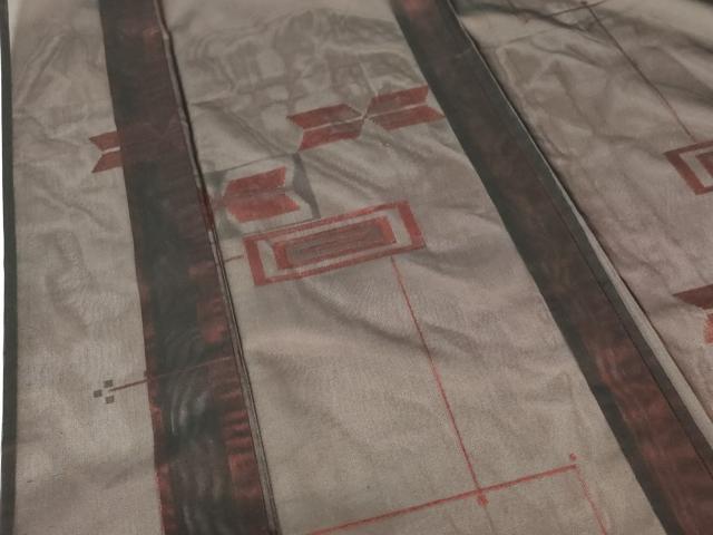 平和屋着物＊夏物　小紋　紗　幾何学文様　正絹　逸品　DAAW0286op