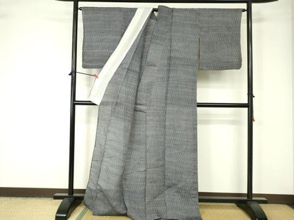 平和屋着物＊夏物　小千谷ちぢみ　十字絣　証紙付き　麻　逸品　DAAW0309op