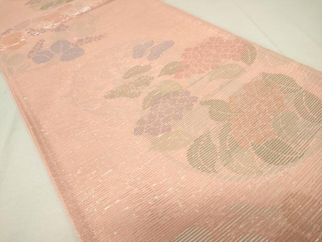 平和屋着物＊夏物　六通柄袋帯　紫陽花　アジサイ　銀糸　正絹　逸品　DAAW0381op