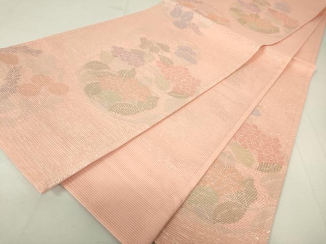 平和屋着物＊夏物　六通柄袋帯　紫陽花　アジサイ　銀糸　正絹　逸品　DAAW0381op