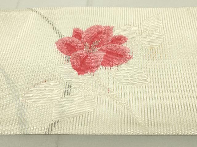 平和屋着物＊夏物 九寸名古屋帯 草花文 銀糸 正絹 逸品 DAAW0392op