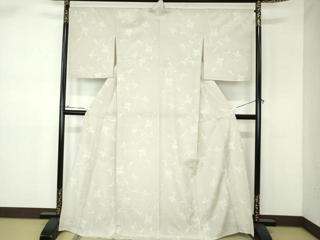 平和屋着物▽本塩沢 単衣 草花文 正絹 逸品 未使用 DAAW0430op
