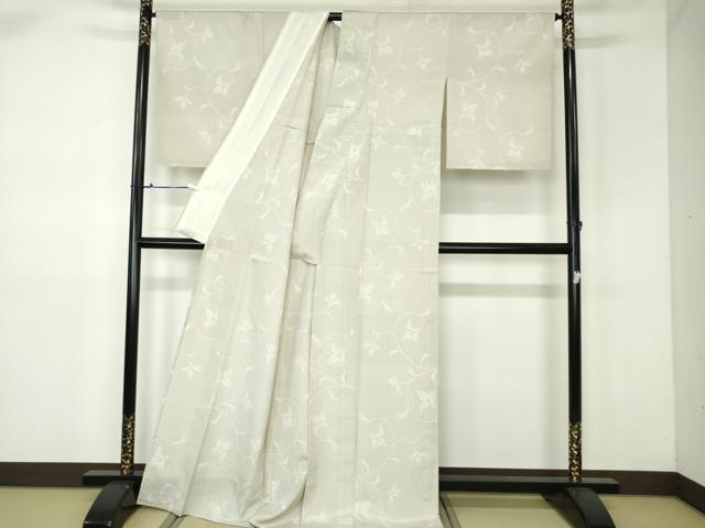 平和屋着物▽本塩沢 単衣 草花文 正絹 逸品 未使用 DAAW0430op