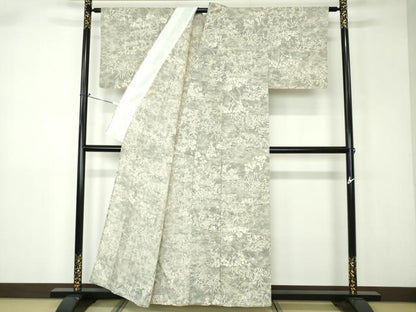 平和屋着物▽上質な小紋 単衣 生紬 風景花文 正絹 逸品 DAAW0510op