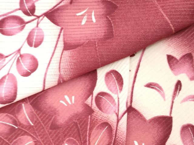 平和屋着物＊夏物 小紋 絽縮緬 桔梗 萩 洗える着物 DAAW0592op