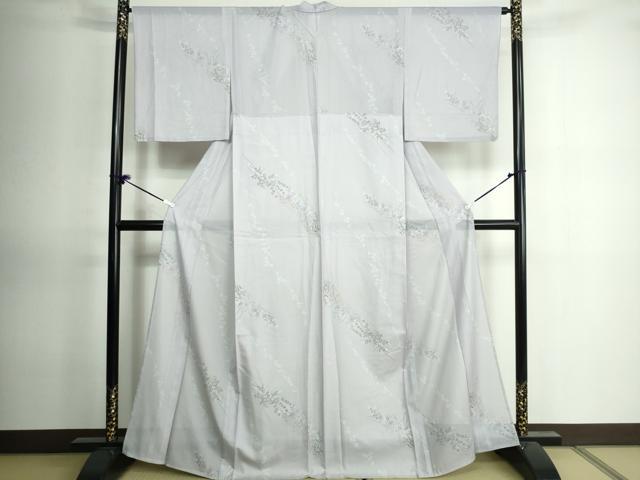 平和屋着物＊夏物　小紋　絽　萩　桔梗　洗える着物　DAAW0595op