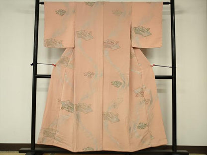 平和屋着物■アンティーク　大正ロマン　お召　花唐草文　金銀糸　正絹　逸品　DAAW0923op