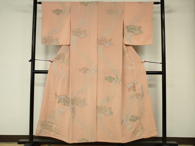 平和屋着物■アンティーク　大正ロマン　お召　花唐草文　金銀糸　正絹　逸品　DAAW0923op