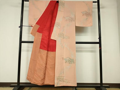 平和屋着物■アンティーク　大正ロマン　お召　花唐草文　金銀糸　正絹　逸品　DAAW0923op