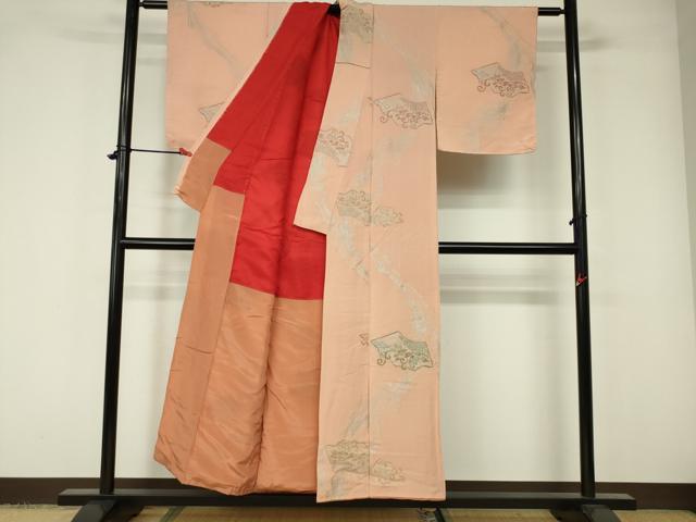 平和屋着物■アンティーク　大正ロマン　お召　花唐草文　金銀糸　正絹　逸品　DAAW0923op
