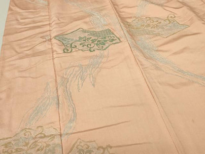 平和屋着物■アンティーク　大正ロマン　お召　花唐草文　金銀糸　正絹　逸品　DAAW0923op
