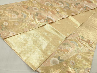 平和屋着物◎佐賀錦　六通柄袋帯　花蝶文　金銀糸　正絹　逸品　DAAW1006qa