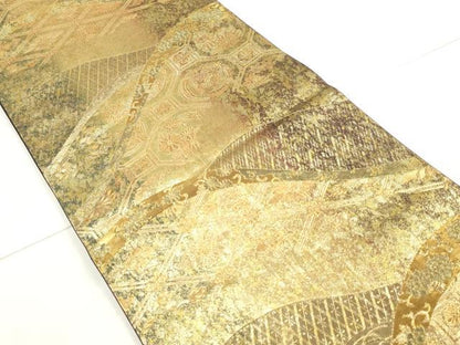平和屋着物◎六通柄袋帯　切嵌蜀江花文　金糸　正絹　逸品　DAAW1009qa