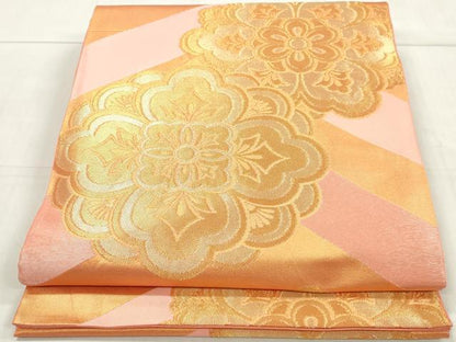 平和屋着物◎六通柄　本袋帯　正倉院花文　金糸　正絹　逸品　DAAW1021qa