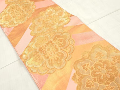 平和屋着物◎六通柄　本袋帯　正倉院花文　金糸　正絹　逸品　DAAW1021qa