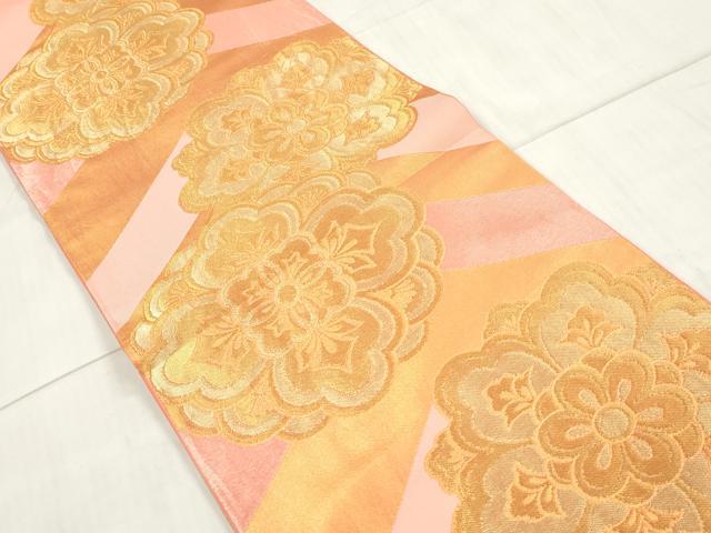 平和屋着物◎六通柄　本袋帯　正倉院花文　金糸　正絹　逸品　DAAW1021qa