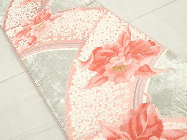 平和屋着物◎六通柄袋帯　唐織　花尽くし　銀つづれ　金銀糸　正絹　逸品　DAAW1028qa