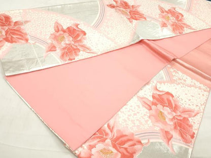 平和屋着物◎六通柄袋帯　唐織　花尽くし　銀つづれ　金銀糸　正絹　逸品　DAAW1028qa