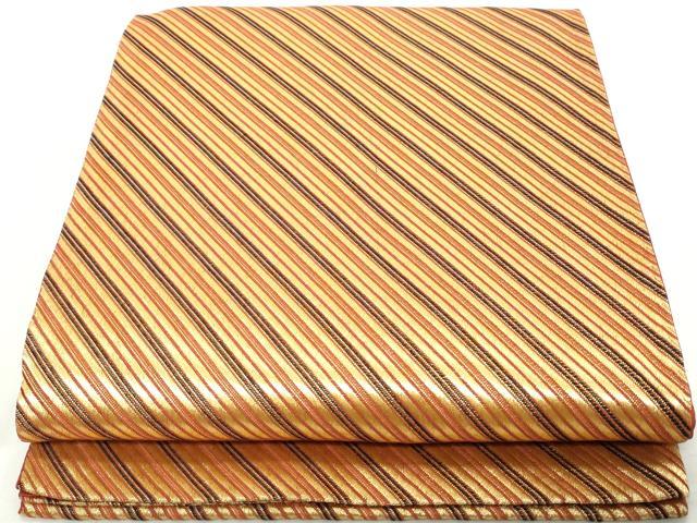 平和屋着物◎全通柄袋帯　斜縞　金糸　正絹　逸品　DAAW1039qa