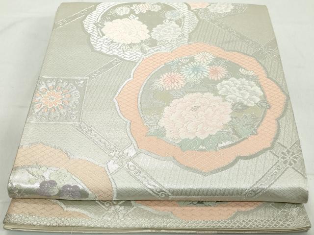 平和屋着物◎六通柄袋帯　唐織　天井花文　正絹　逸品　DAAW1040qa