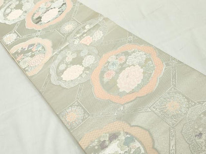 平和屋着物◎六通柄袋帯　唐織　天井花文　正絹　逸品　DAAW1040qa