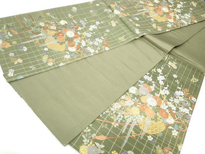 平和屋着物◎六通柄袋帯 唐織 花籠文 金糸 正絹 逸品 DAAW1075qa