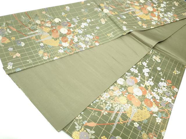 平和屋着物◎六通柄袋帯 唐織 花籠文 金糸 正絹 逸品 DAAW1075qa