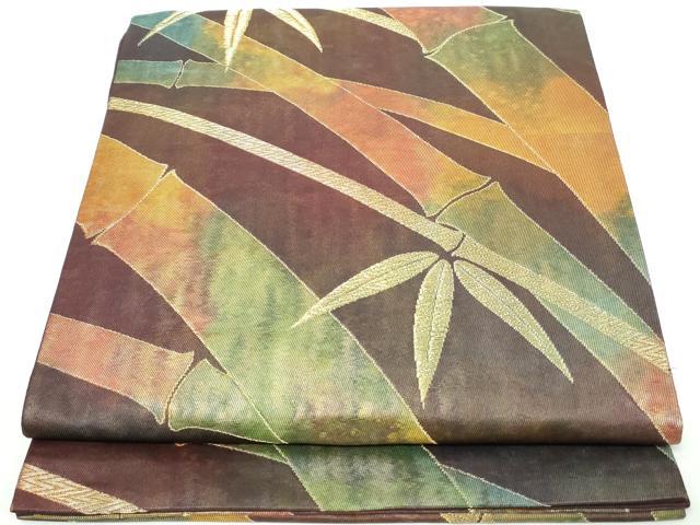 平和屋着物◎六通柄袋帯 笹竹文 金糸 正絹 逸品 DAAW1100qa