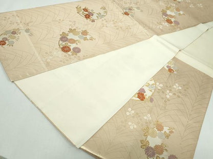 平和屋着物◎六通柄袋帯 唐織 草花文 金糸 正絹 逸品 DAAW1101qa