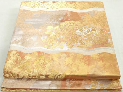 平和屋着物◎六通柄袋帯　更紗花文　金銀糸　正絹　逸品　DAAW1104qa