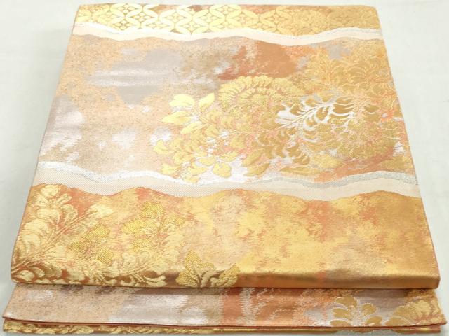 平和屋着物◎六通柄袋帯　更紗花文　金銀糸　正絹　逸品　DAAW1104qa