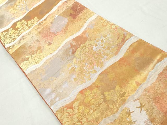 平和屋着物◎六通柄袋帯　更紗花文　金銀糸　正絹　逸品　DAAW1104qa